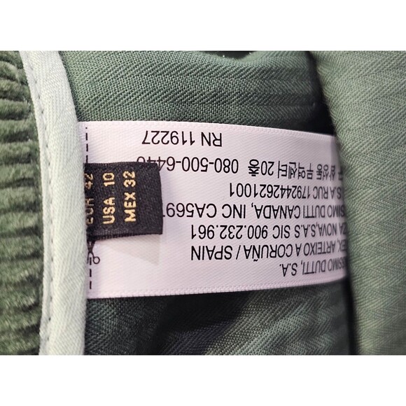 Massimo Dutti 10 Wide Leg Corduroy Trousers Pants Slacks Green High Rise‎ EUC - Picture 10 of 14